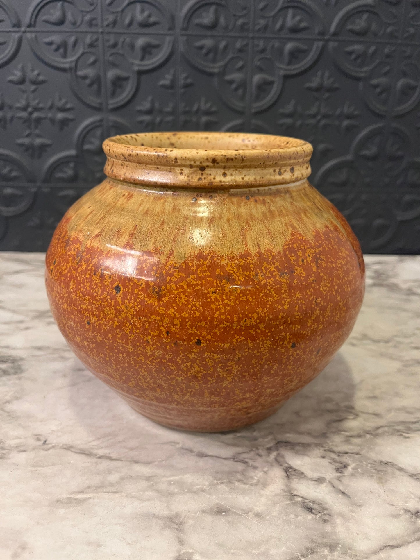 Orange and Brown Rim Pottery Vase