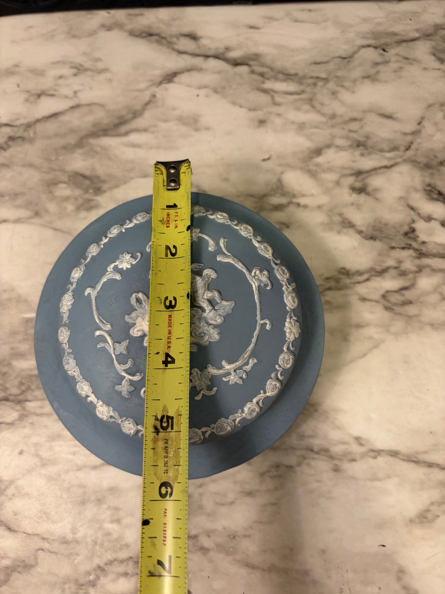 Round Blue Wedgewood Inspired Trinket Box