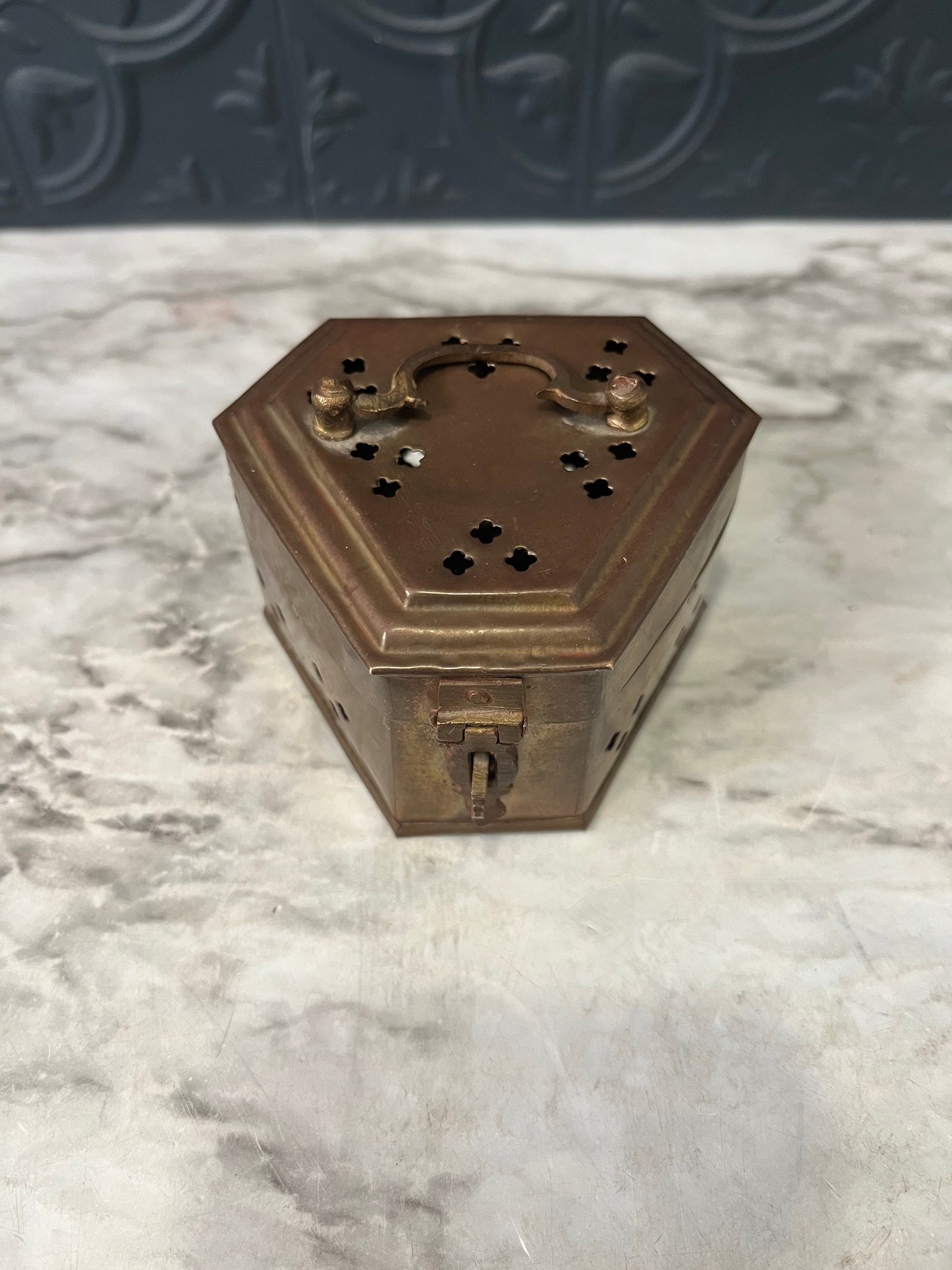 Small Pyramid Shape Brass Cricket Box