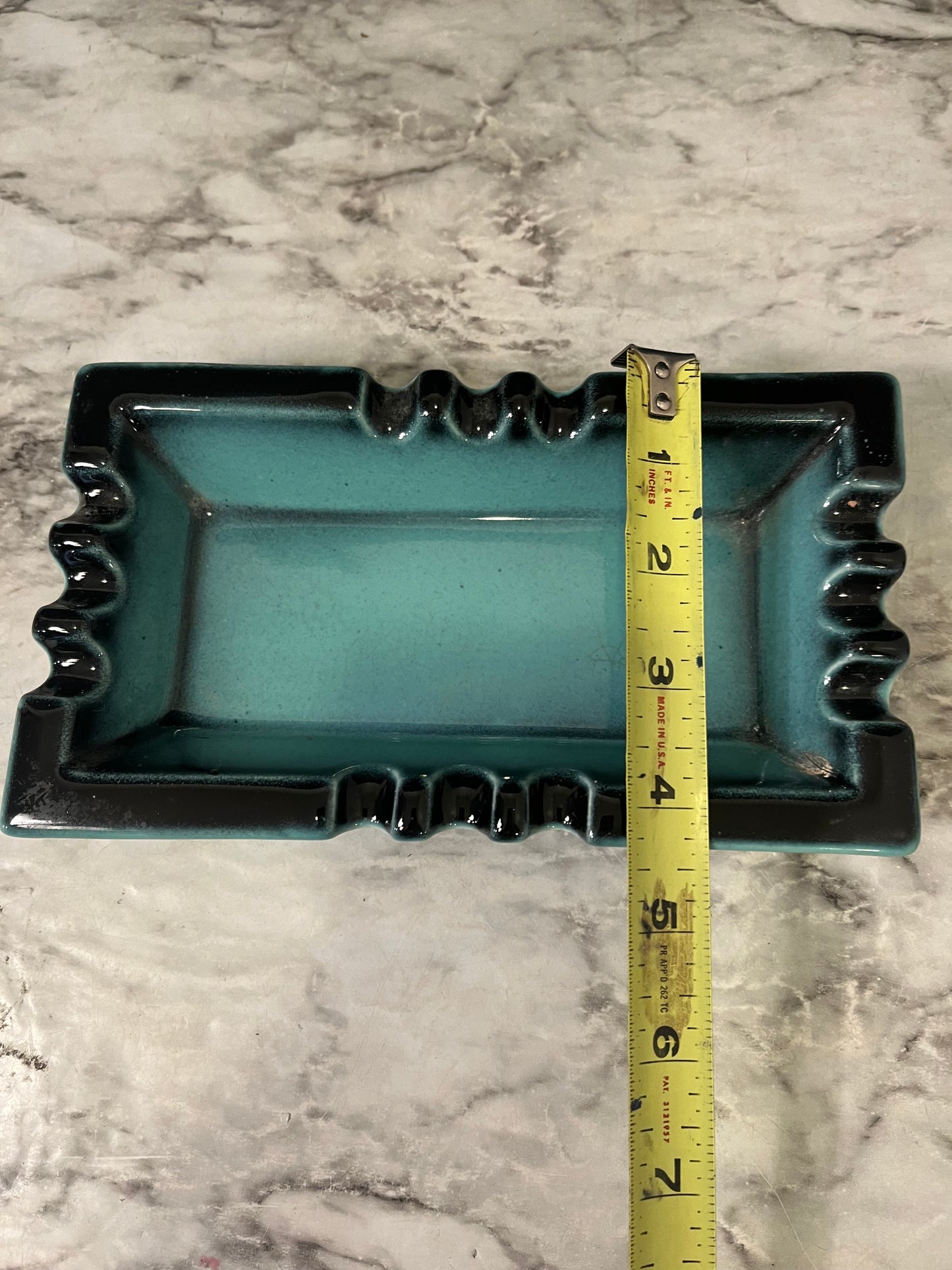 Vintage Pfaltzgraff Turquoise and Black Glazed Ceramic Ashtray