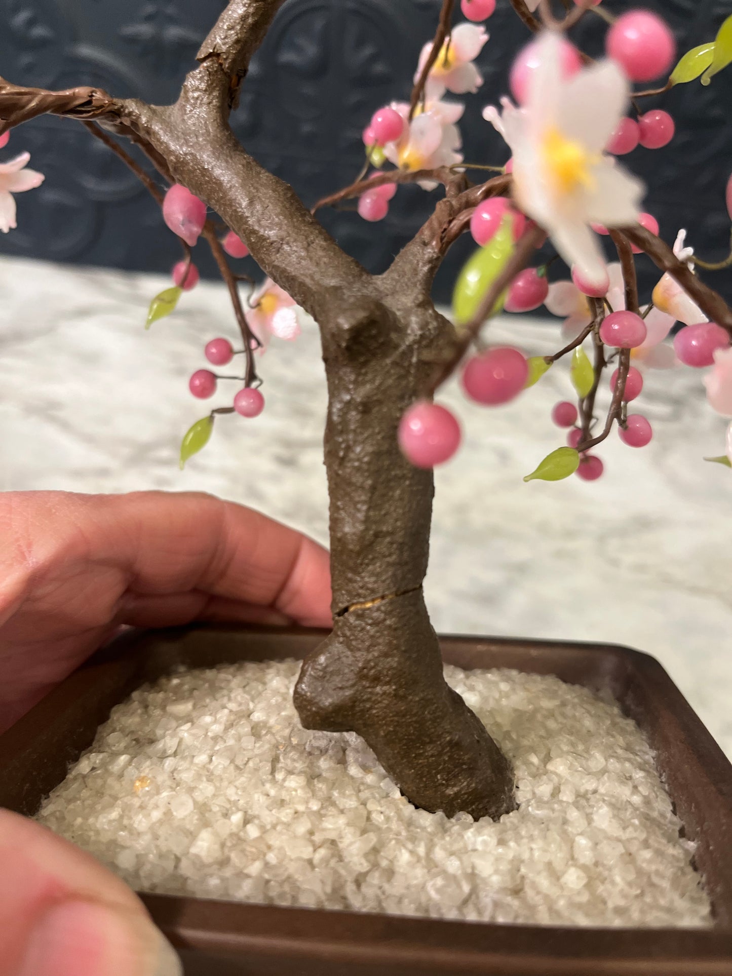 Vintage Chinese Cherry Blossom Bonsai Tree Figure