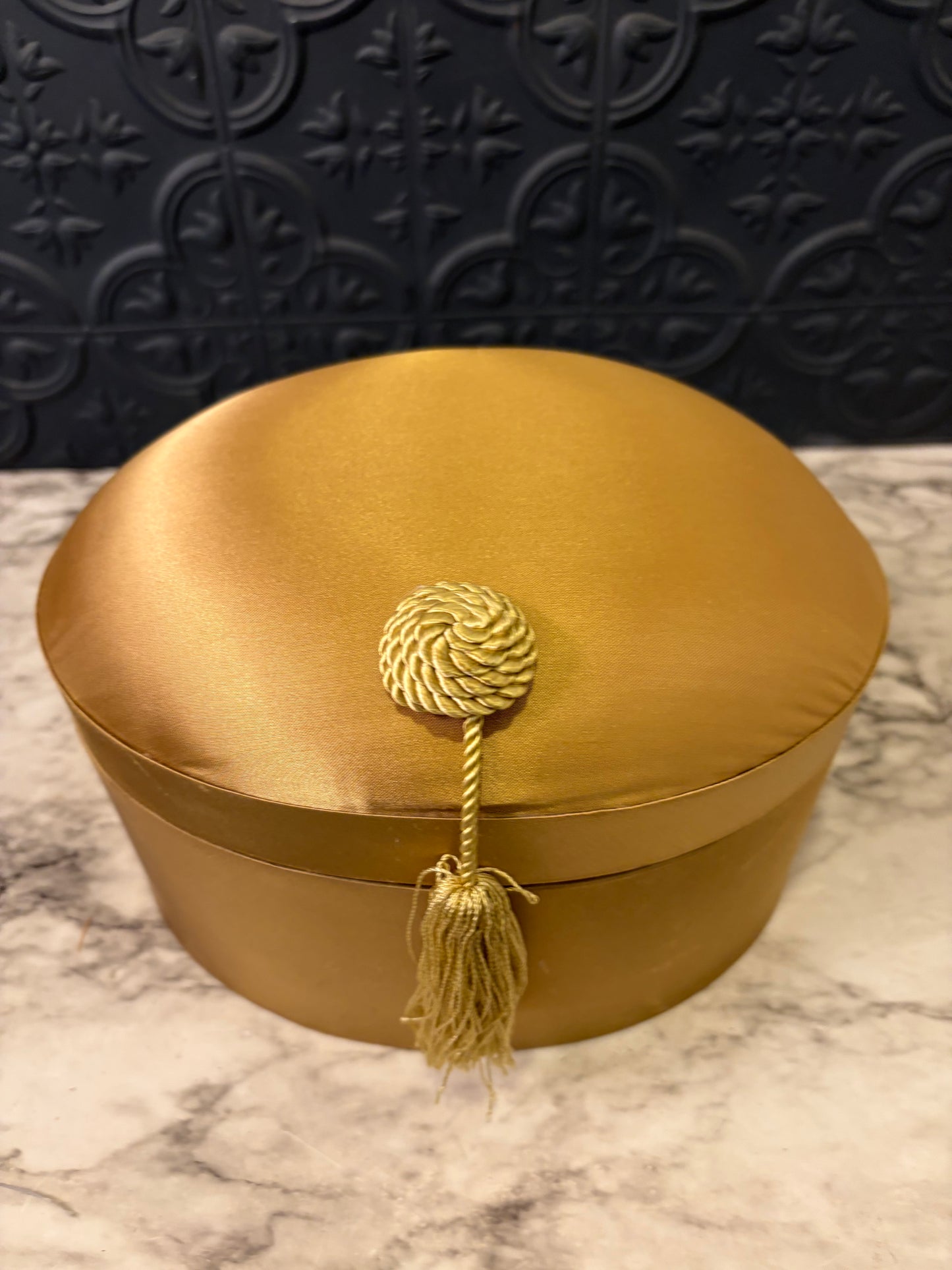 Gold Oval Fabric Box