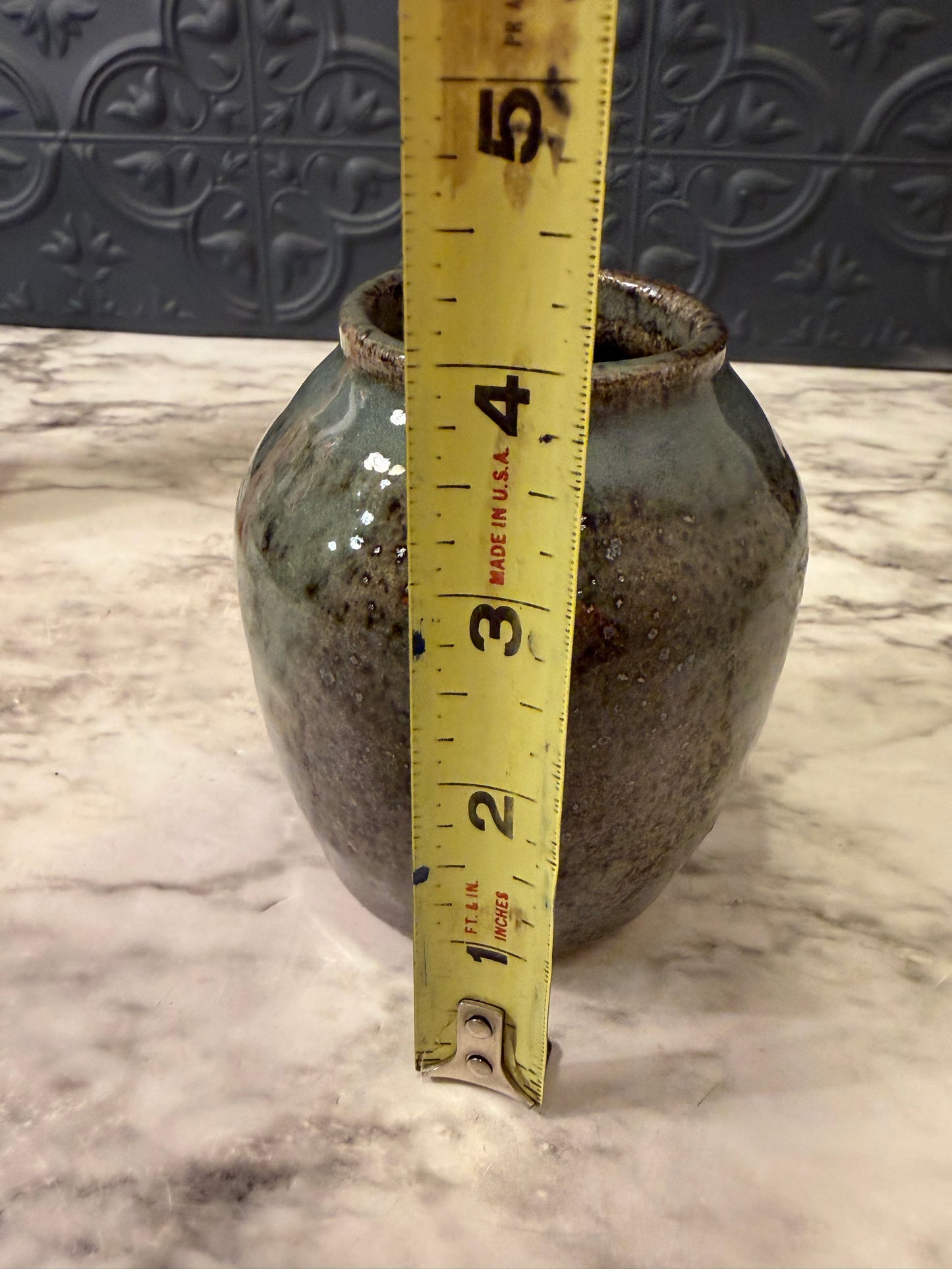 Teal Glaze Pottery Vase - Matoba KE Stamped
