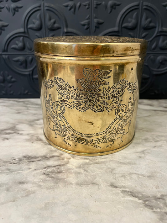 Round Eched Brass Box
