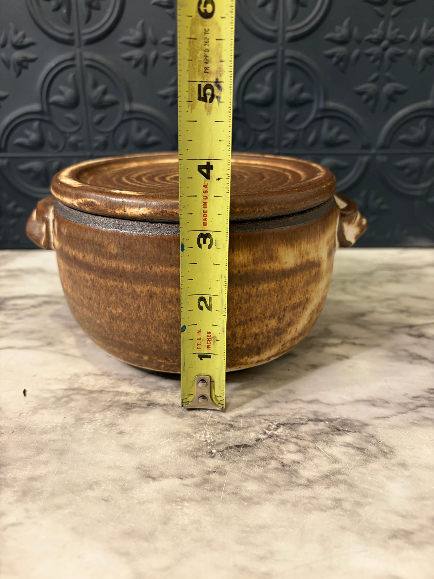 Studio Pottery Brown Pot with Flat Lid