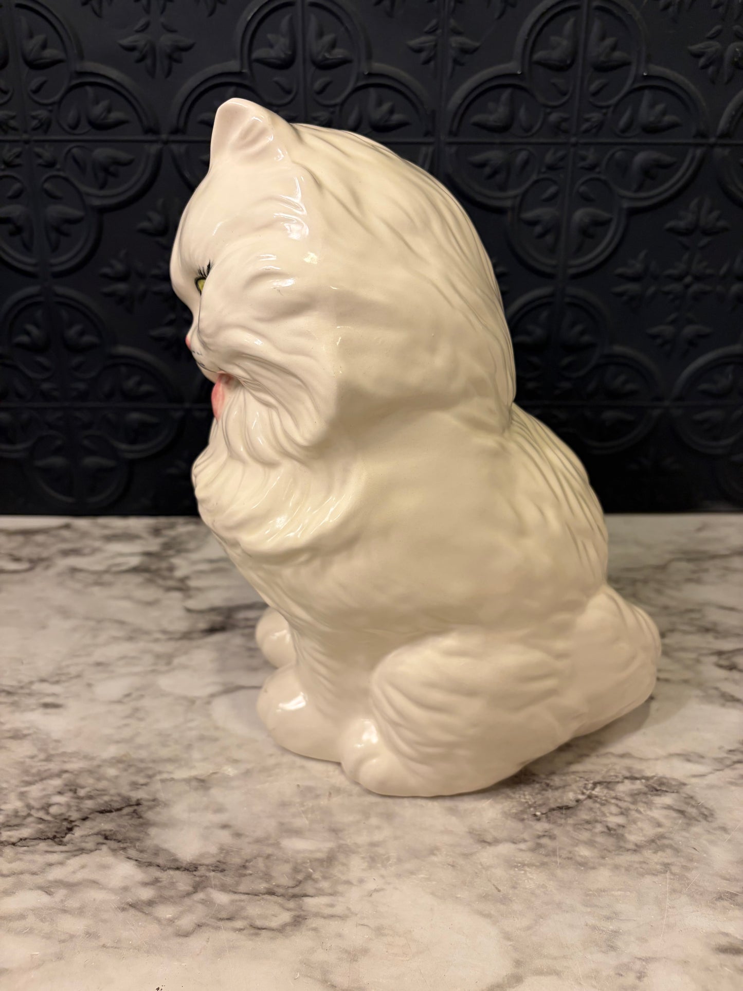 Ceramic White Cat  9.5"