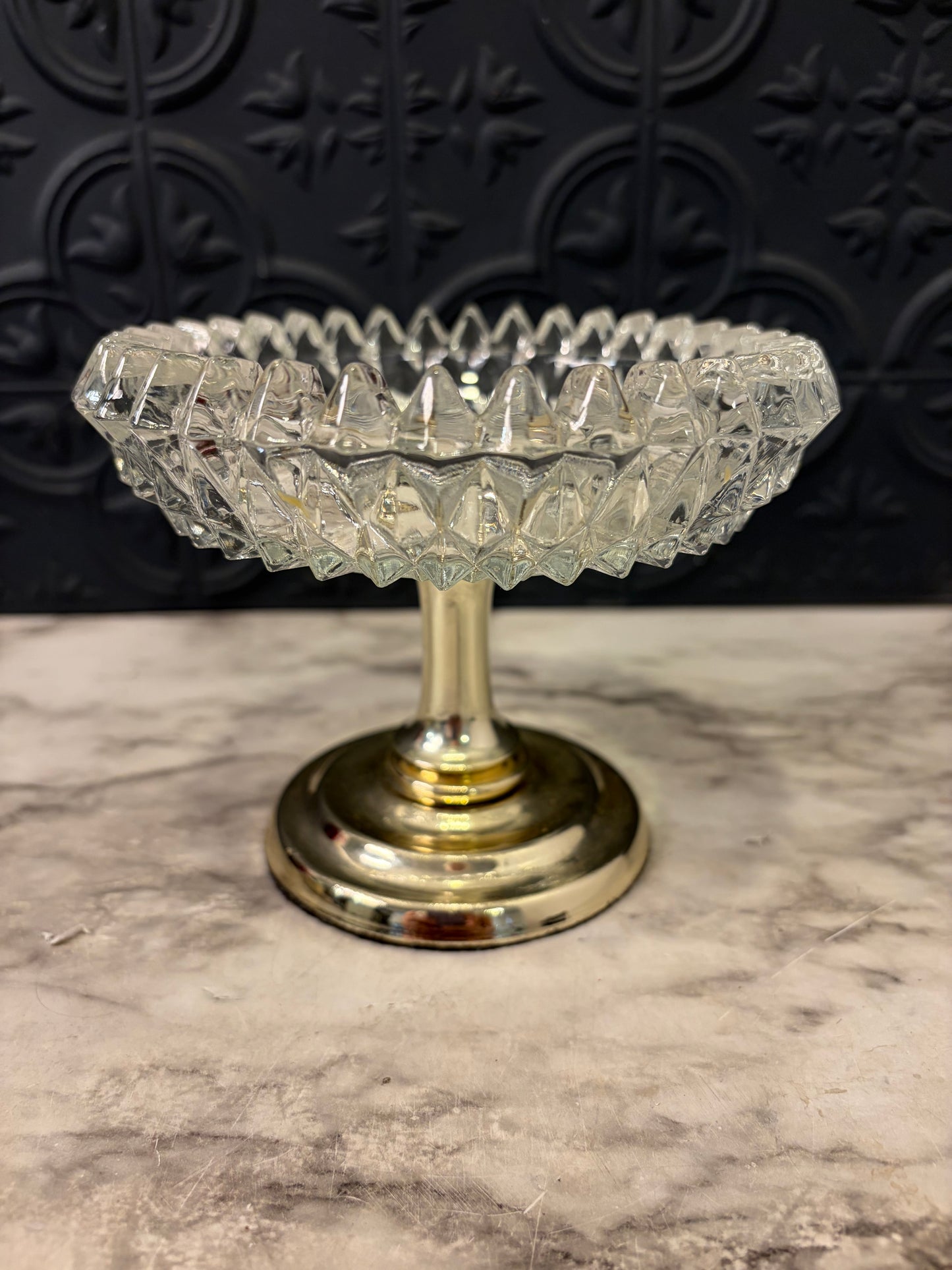 Sawtooth Glass Pedestal Dish