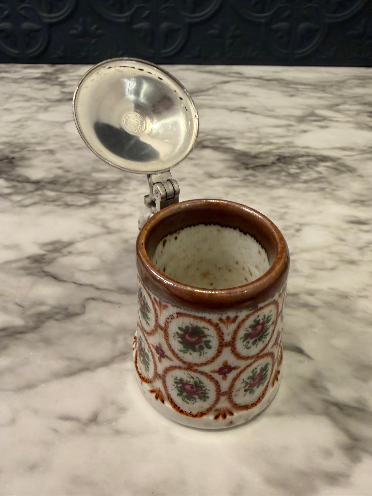 Mini Rein Zinn Beer Stein with Flowers