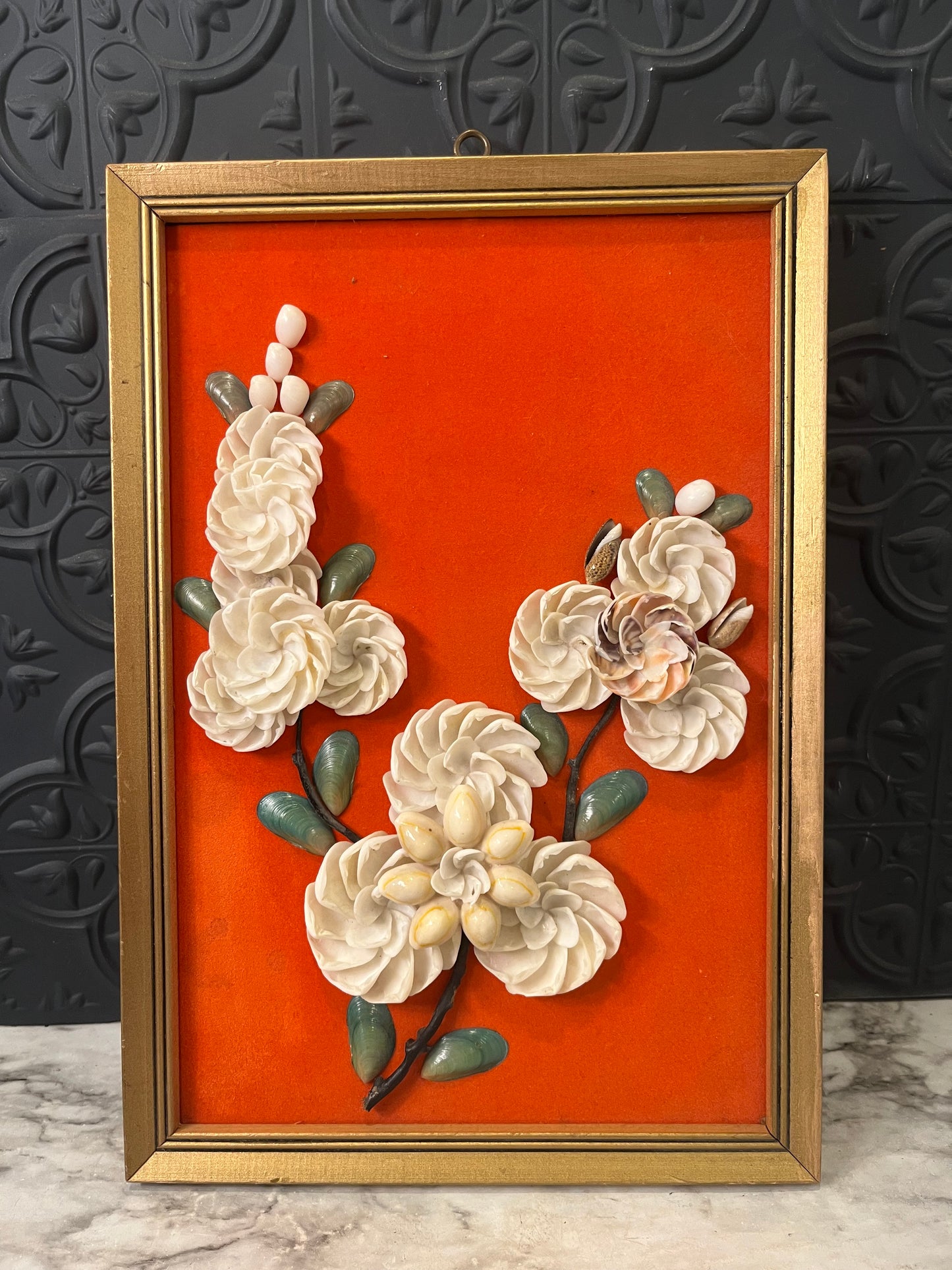 Handmade Floral Shell Picture