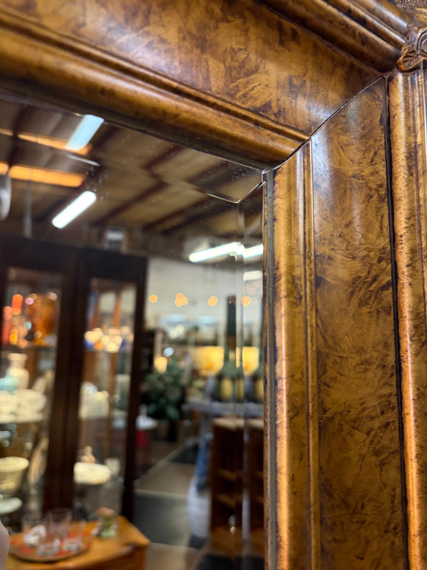 Gold and White Ornate Rectangle Mirror