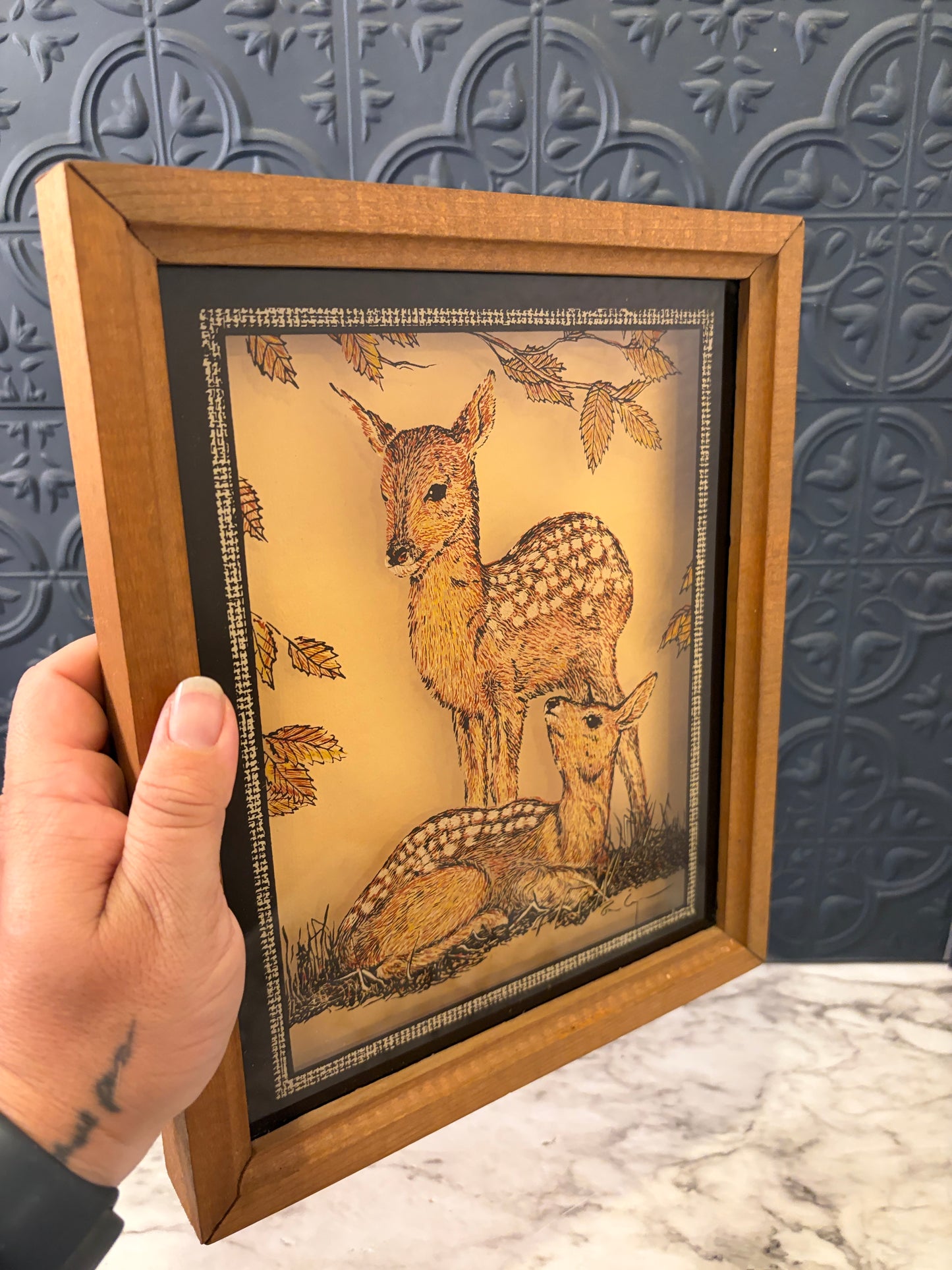Reverse Print on Glass Deer