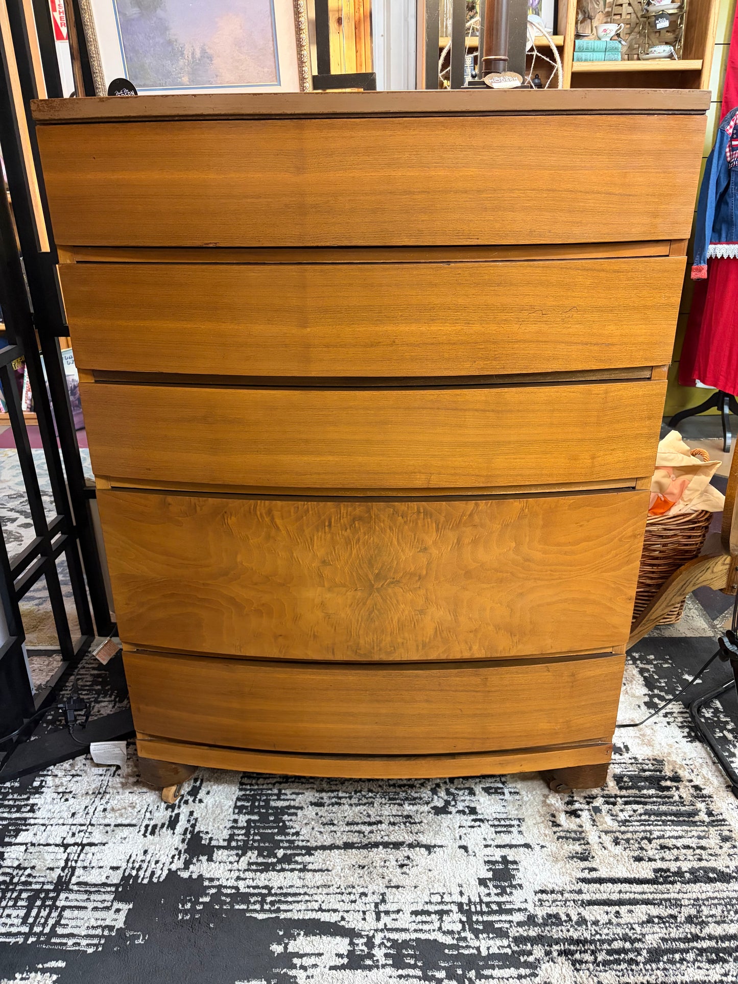 Mid Century 5 Drawer Tall Dresser