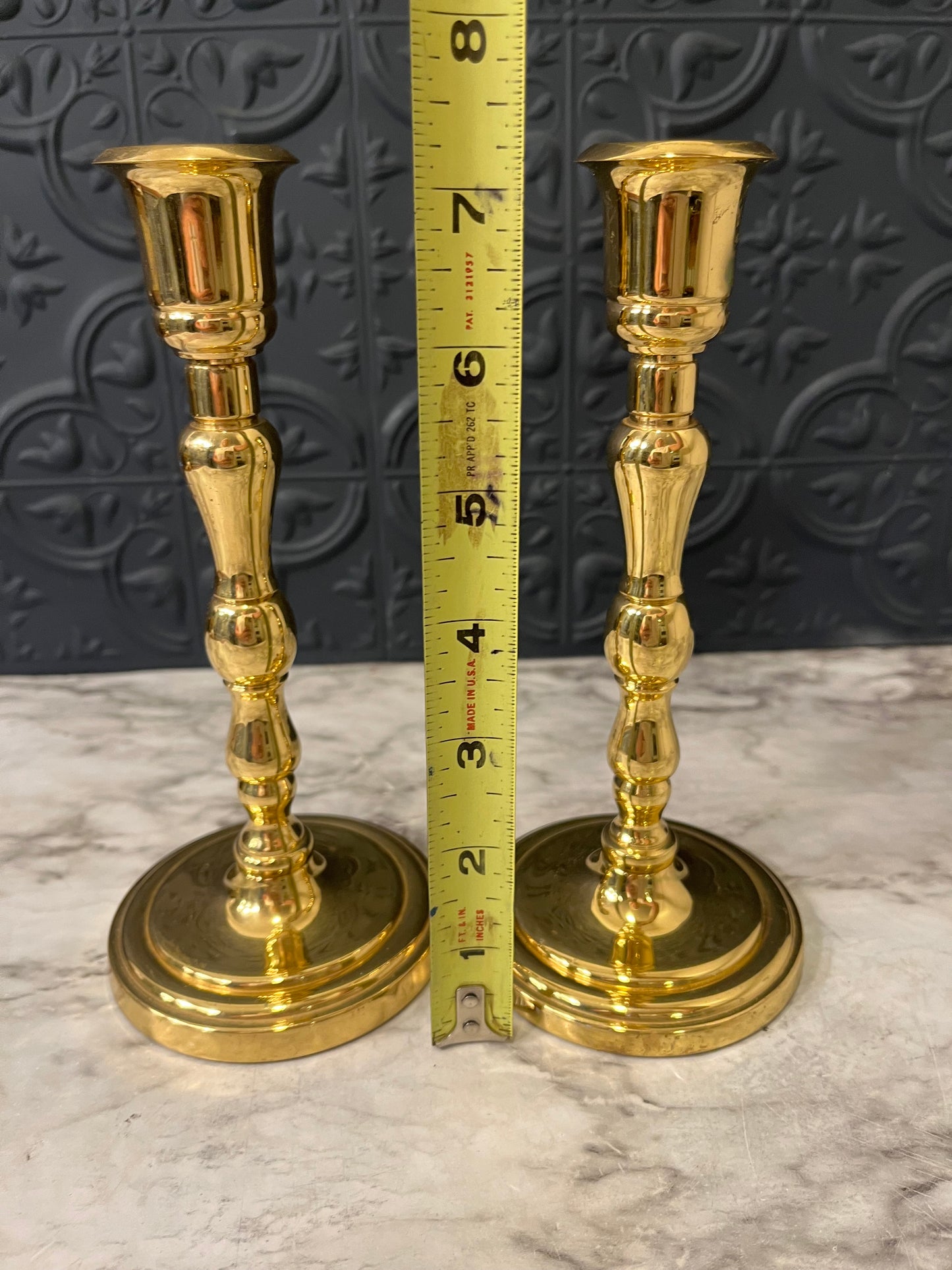 Partylite Brass Candle holders Round base  7.5"
