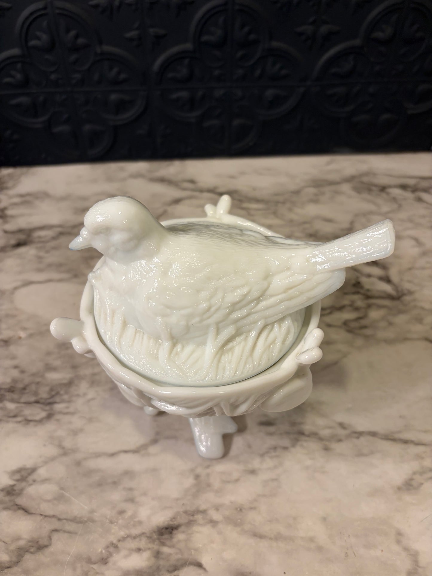 Westmoreland Robin on Nest Milk Glass Dish