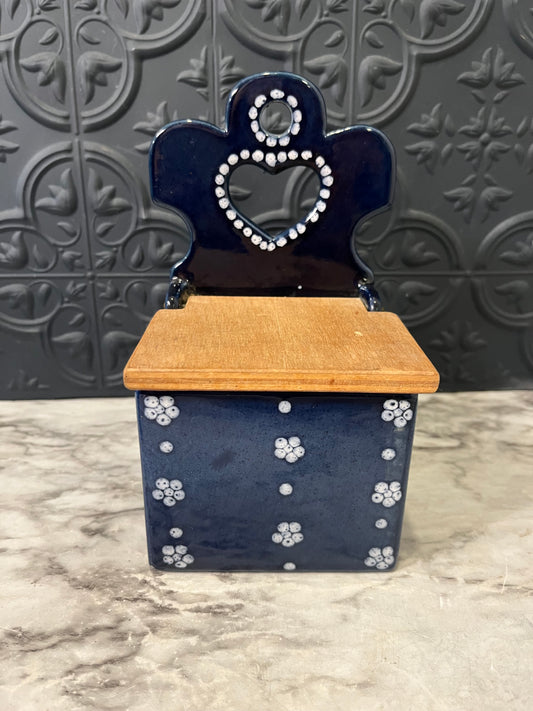 Blue and White Ceramic Salt Cellar