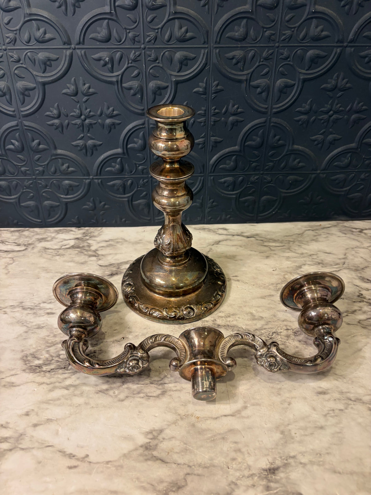 Silver plate Candelabra Stackable Set
