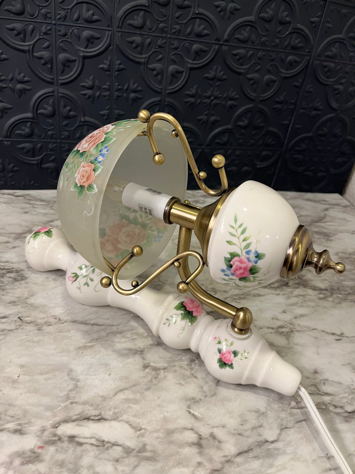 Porcelain Floral Wall Sconce Lamp