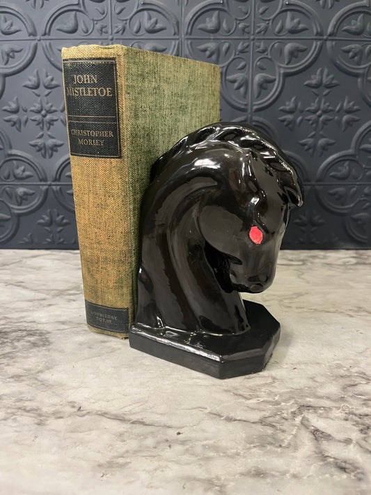 Black Ceramic Horsehead Bookend