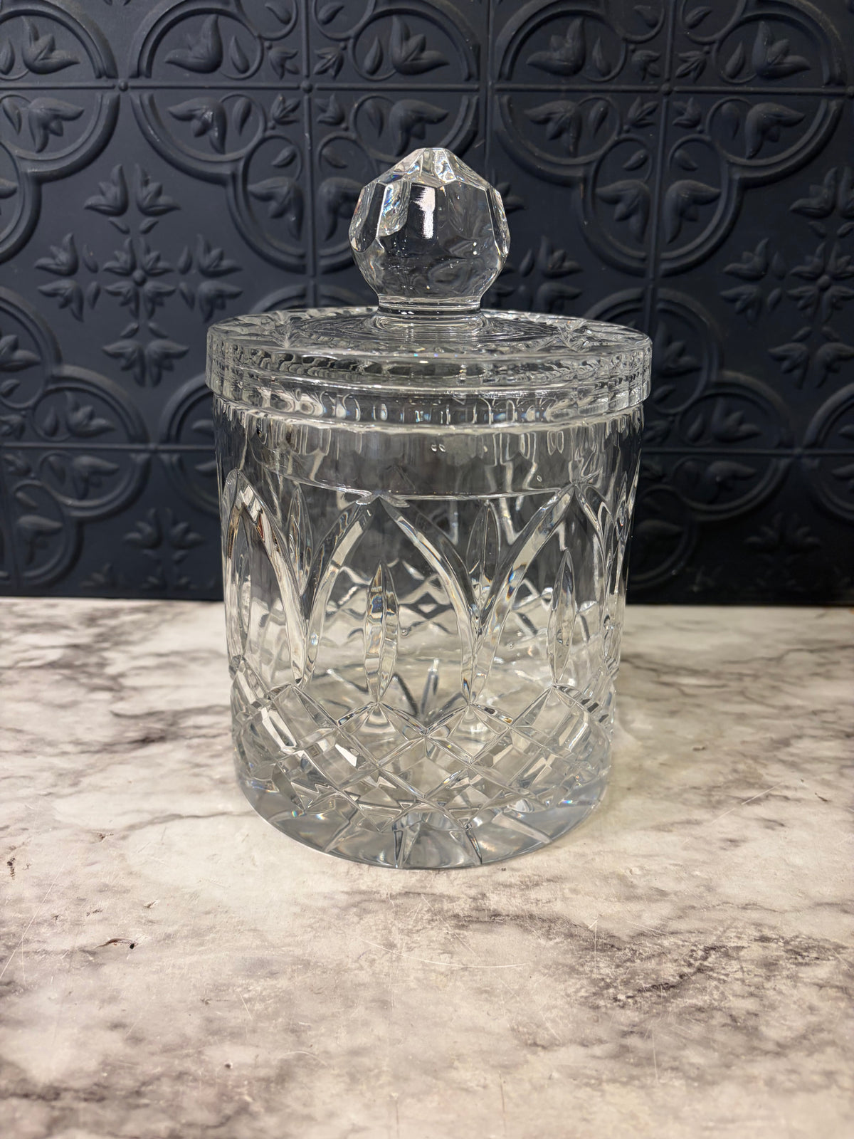 Heavy Cut Crystal Biscut Jar