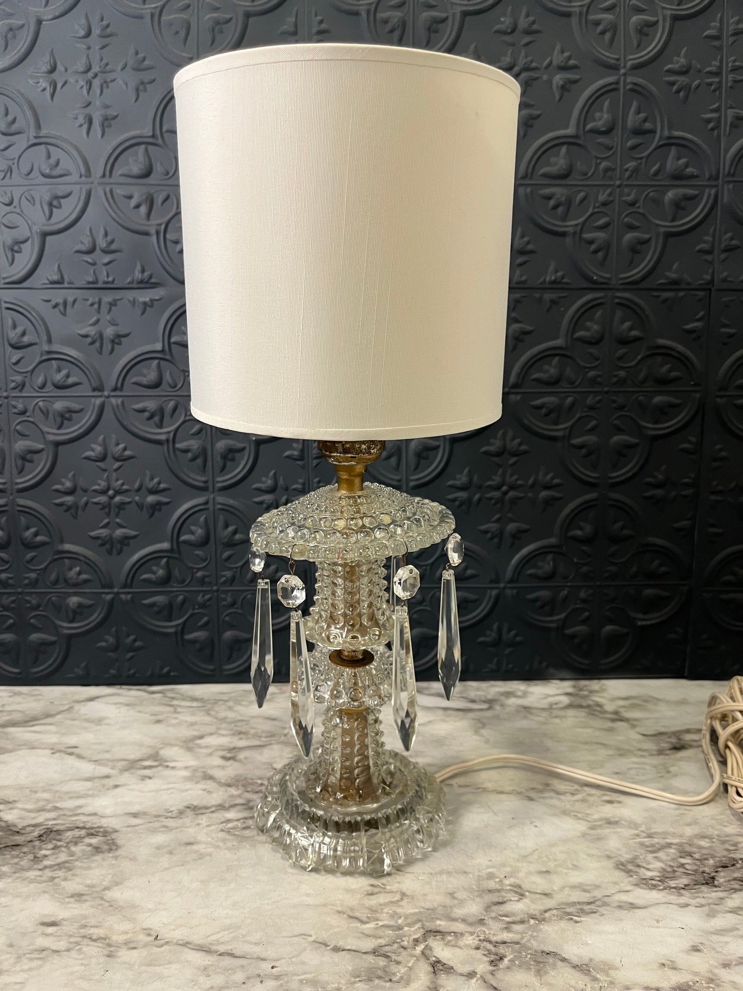 Small Crystal Lamp with hanging crystals