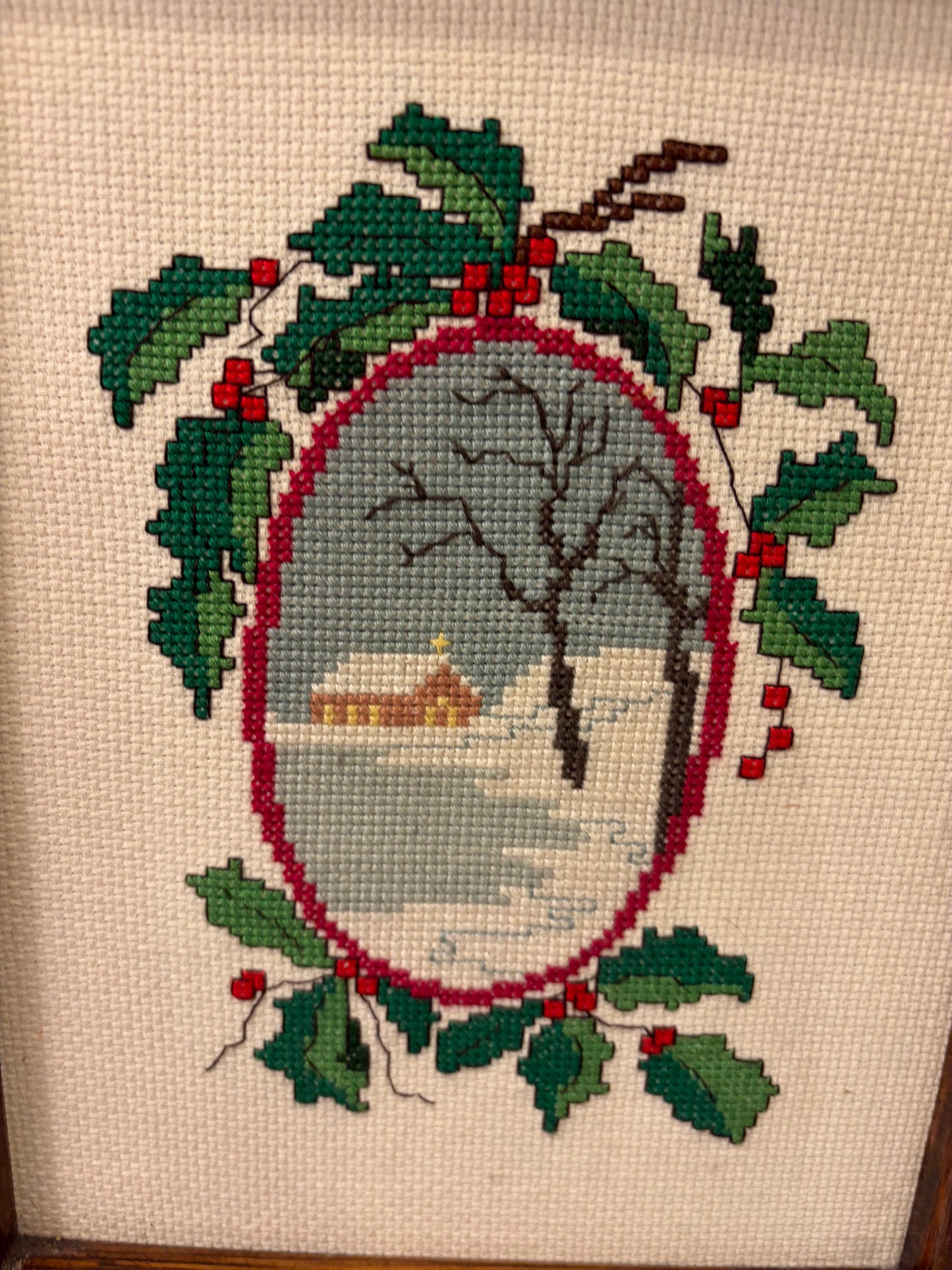 Framed Cross Stitch of Winter