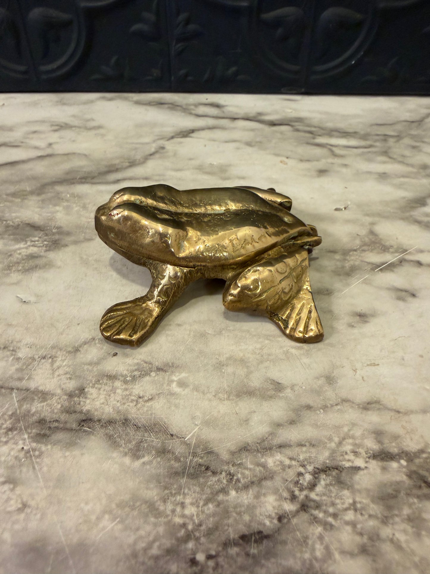 Brass Frog Trinket Box