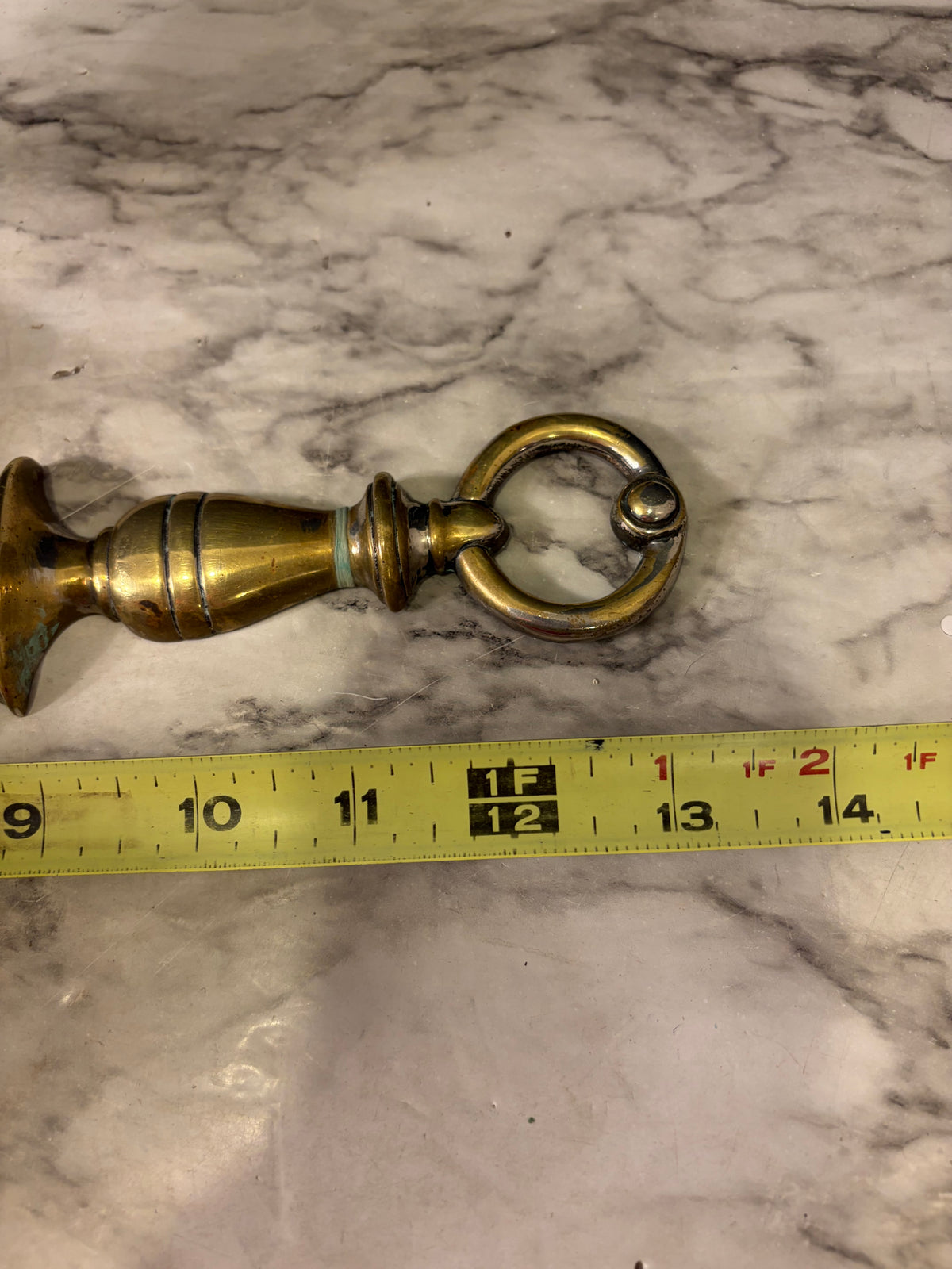 Double Arm Brass Sconce with Weighted Round Base