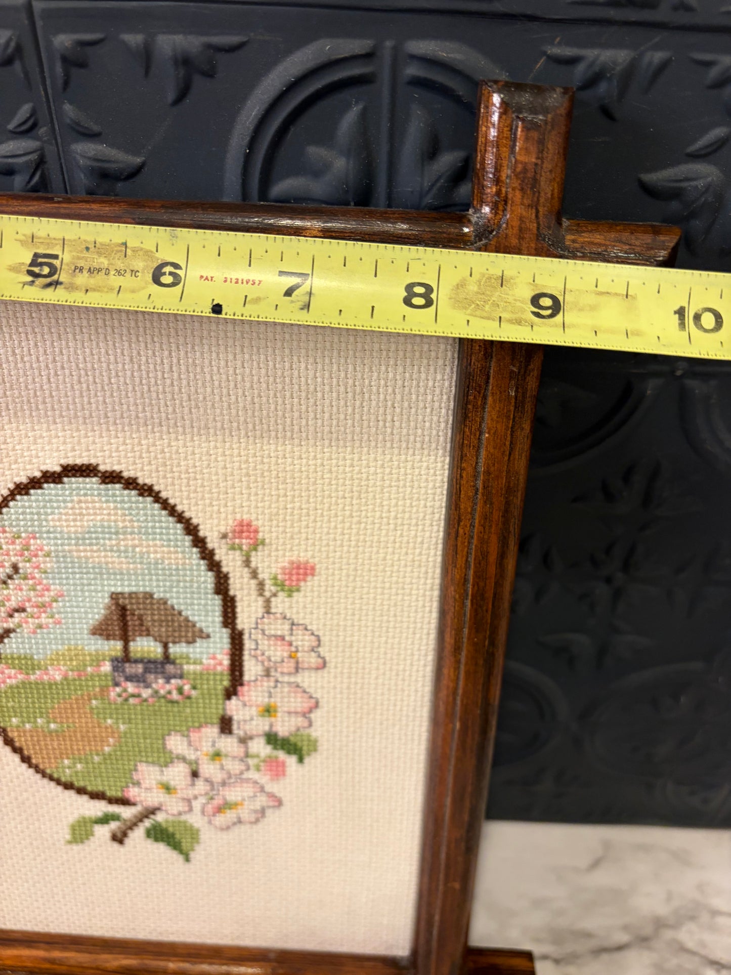 Framed Cross Stitch of Spring AS IS