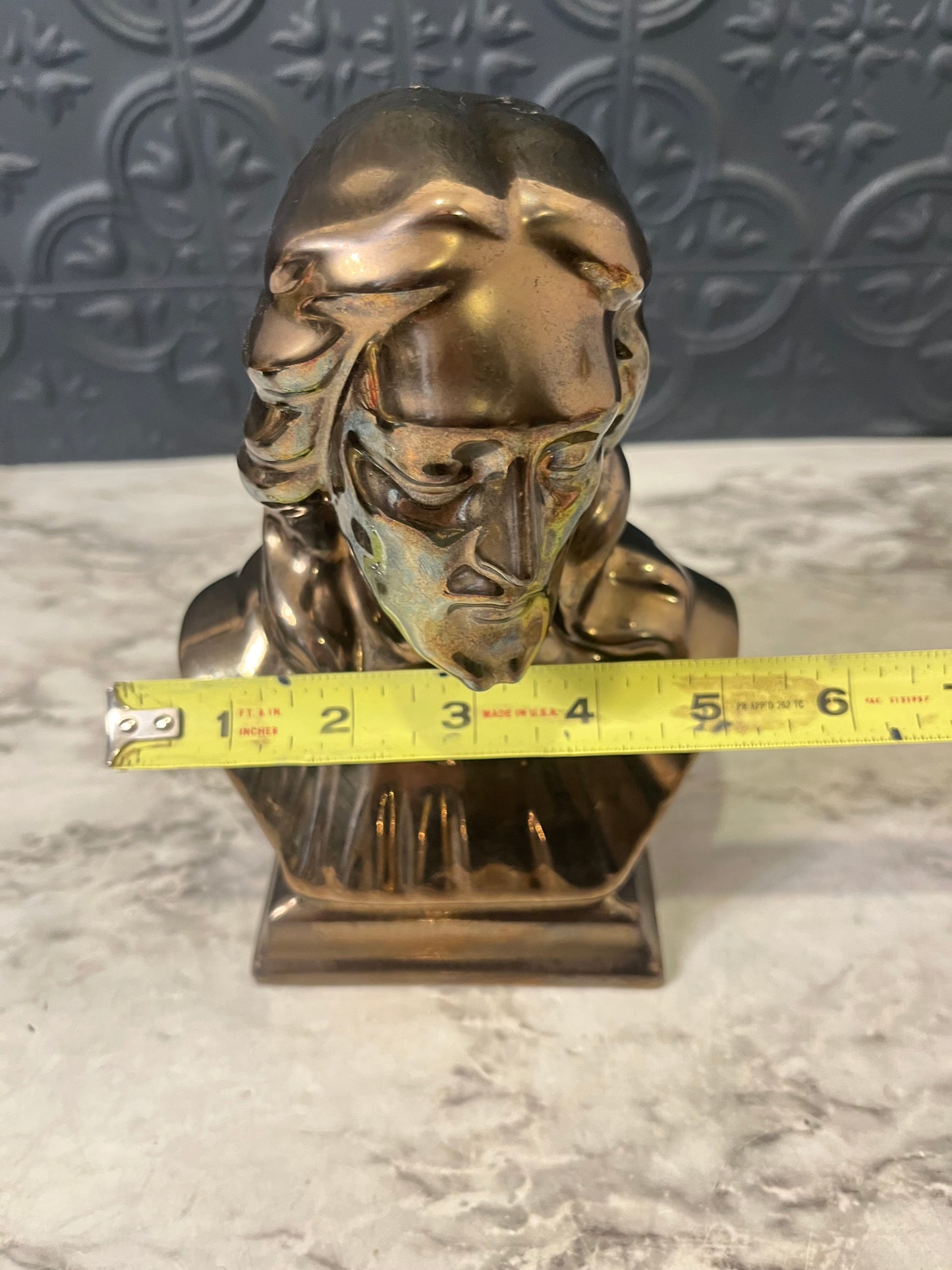 Vintage Bronze Iridescent Bust of Jesus