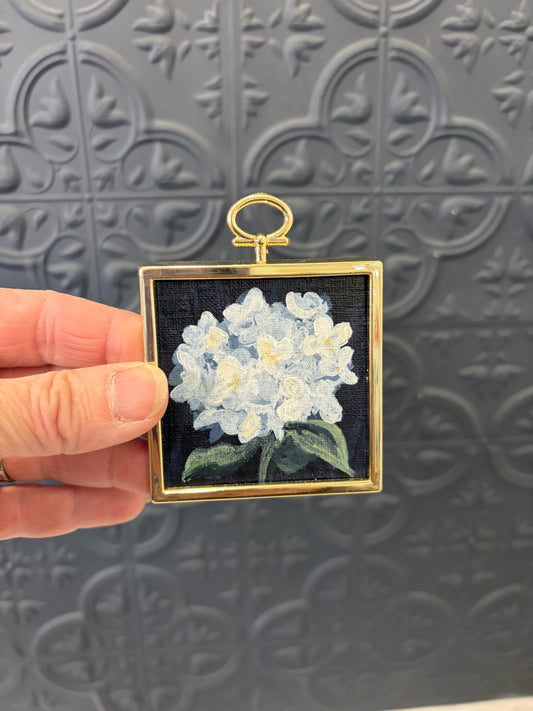 Handpainted White Flower Magnet by Jessie