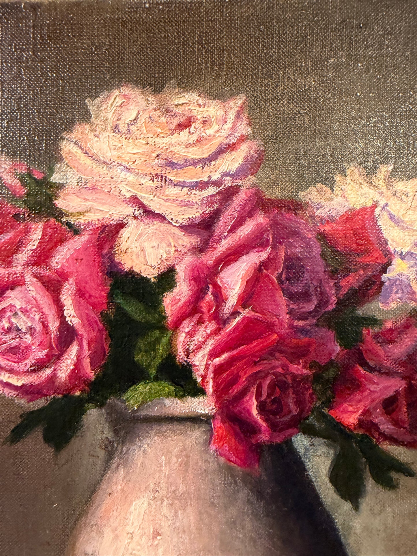 Red Roses in a Vase Original Painting