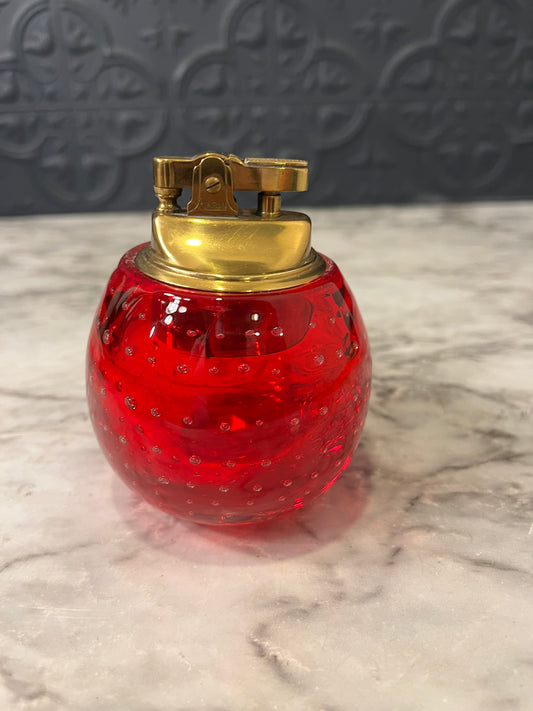 Red glass tabletop lighter
