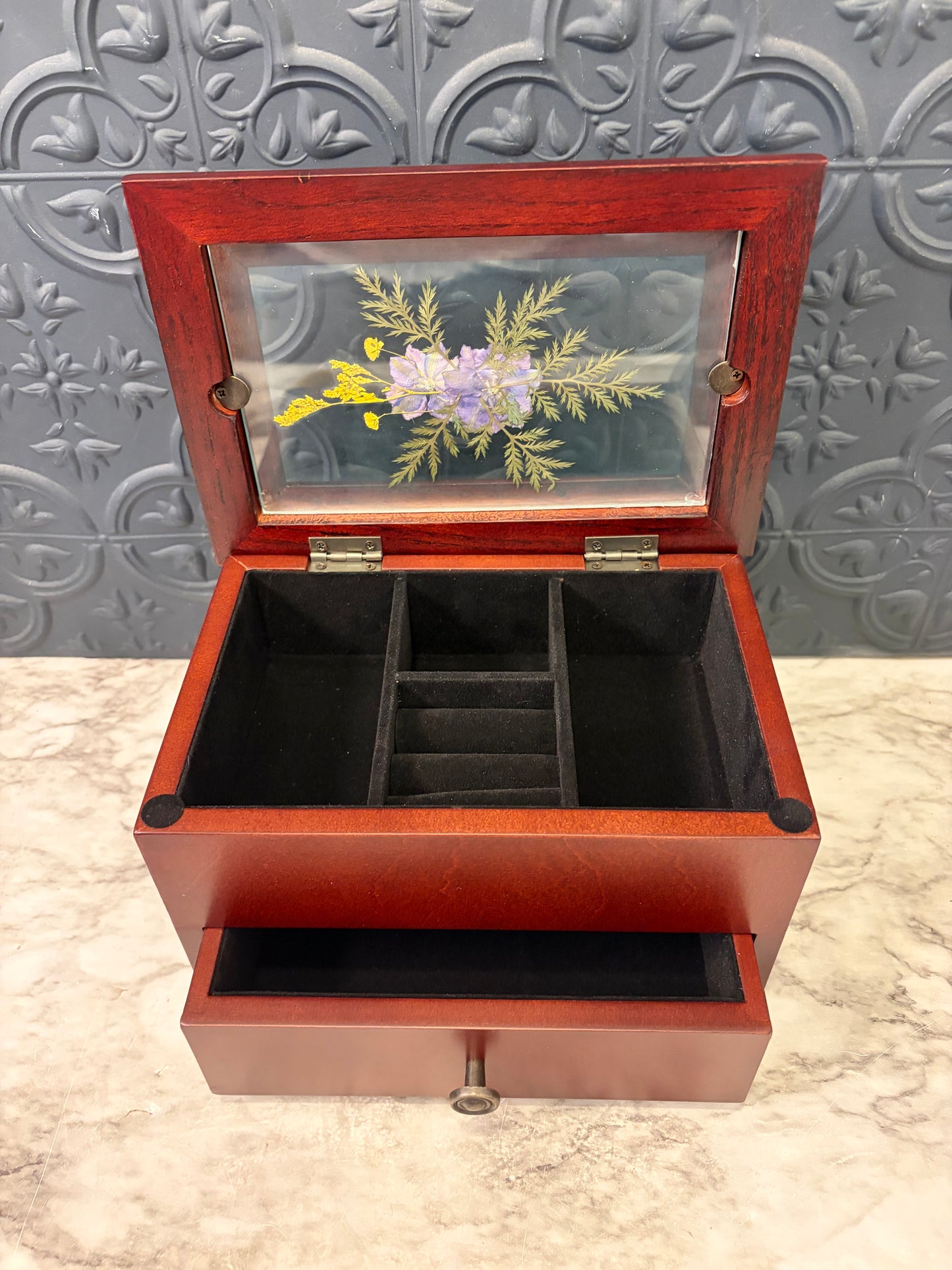Jewelry Box with Purple Dried Flower