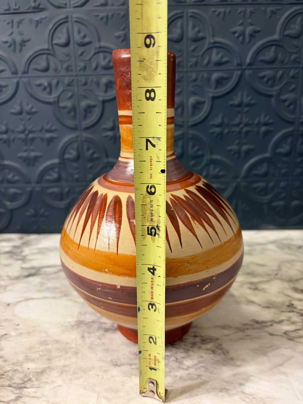 Vintage Tonala Mexican Ceramic Vase Tan