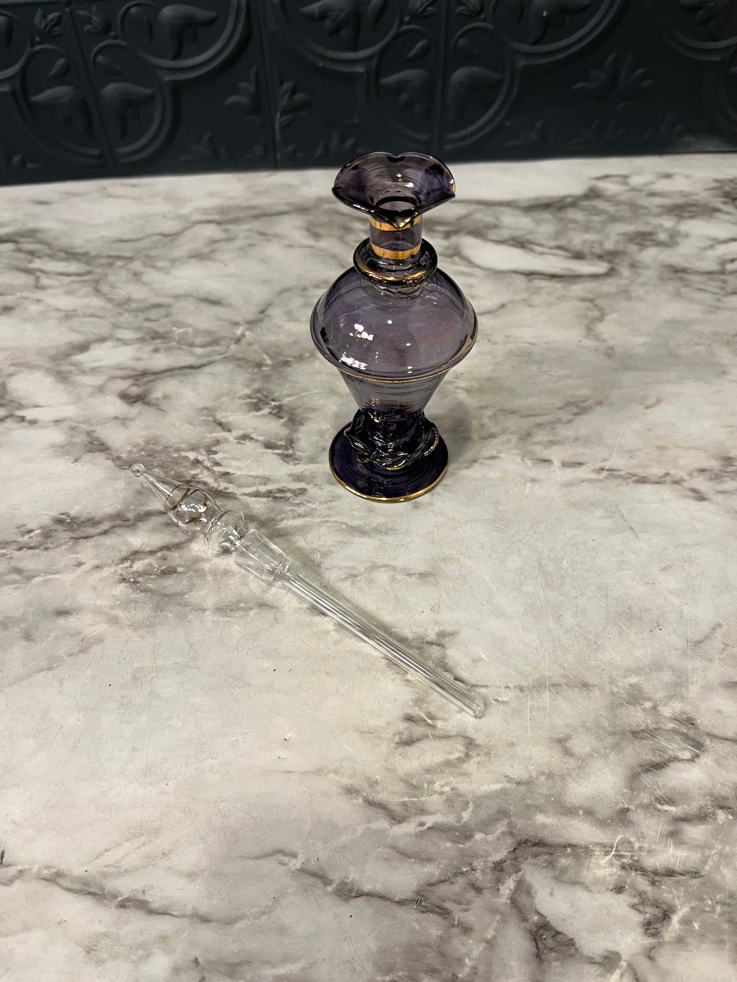 Purple Blown Glass Perfume Bottle