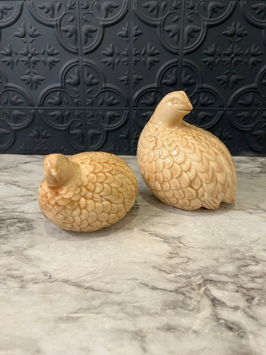 Set of Ceramic Tan Quails