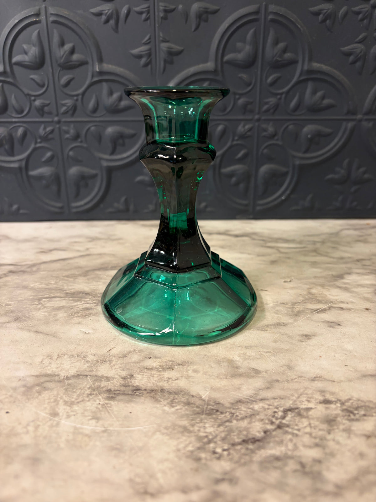 4.25 Green Glass Candle Holder