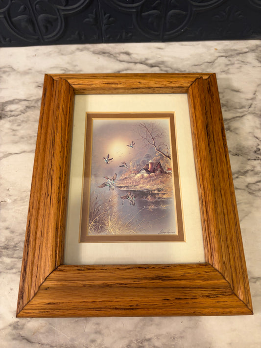 Orpinas Print of 5 Flying Ducks in Wood Frame