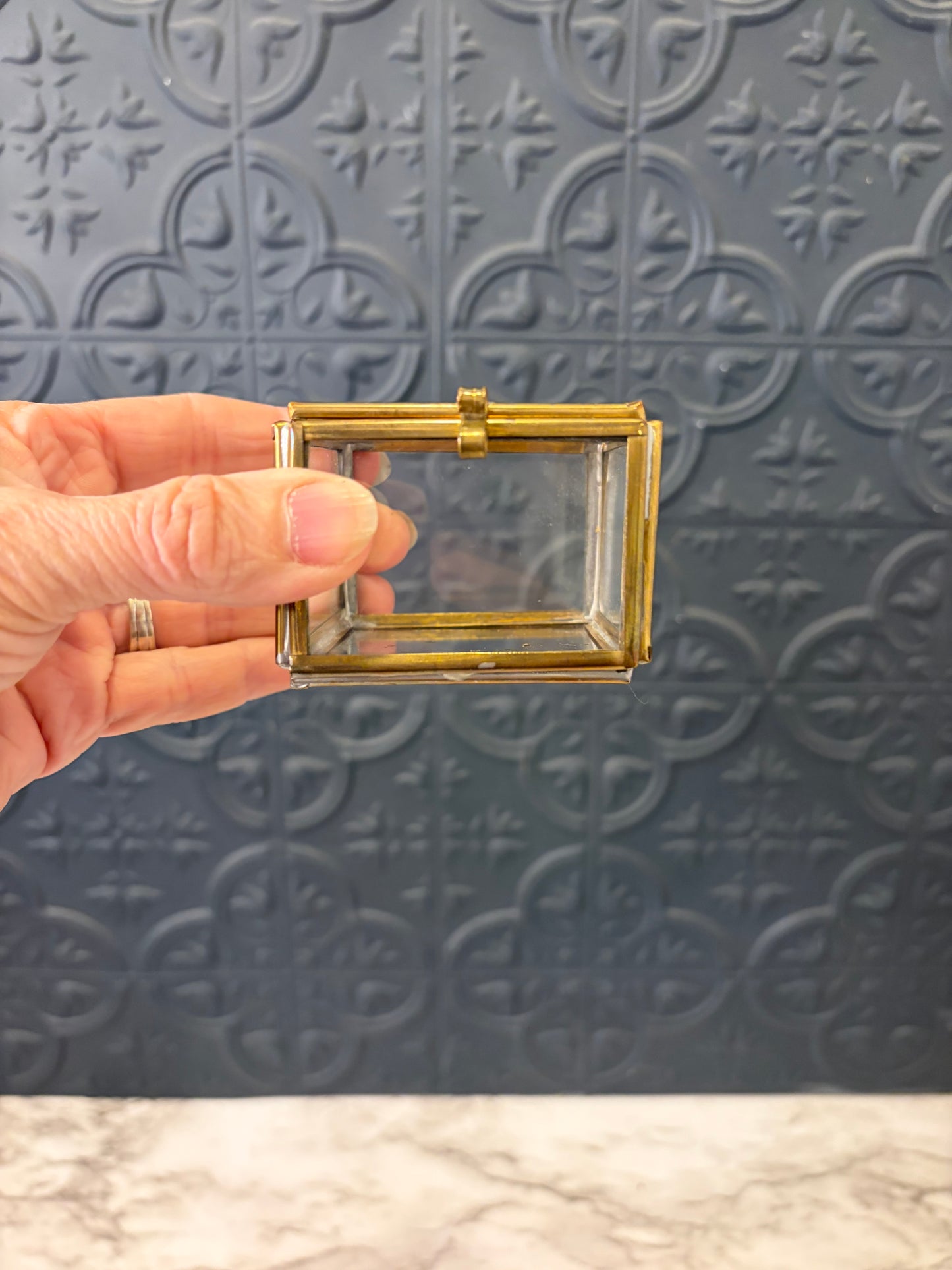 Glass and Brass Box 2.5" Square