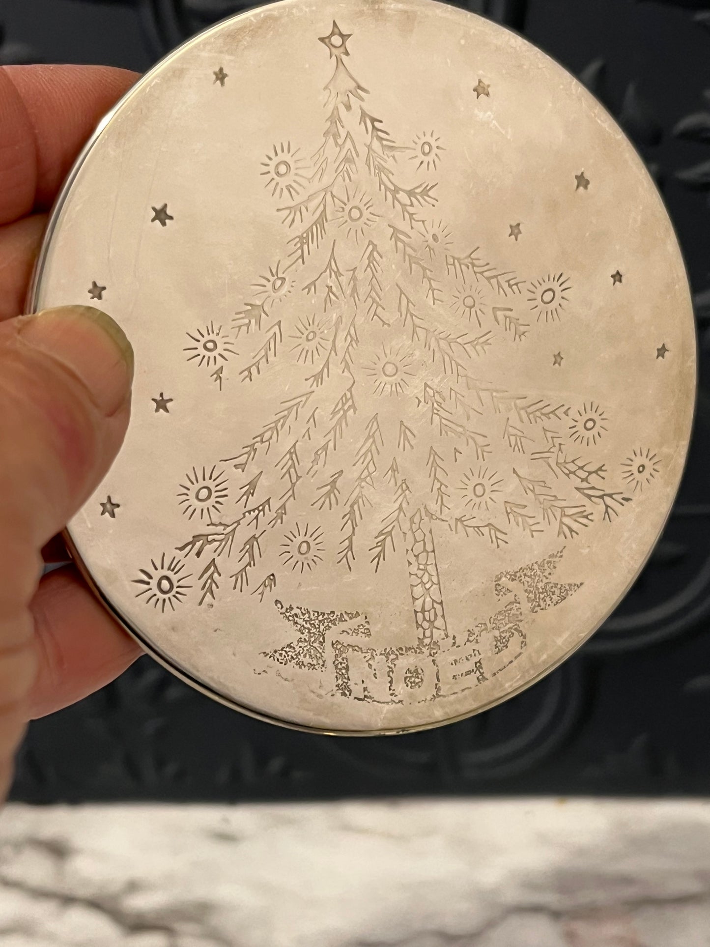 SIlver plated NOEL coaster set