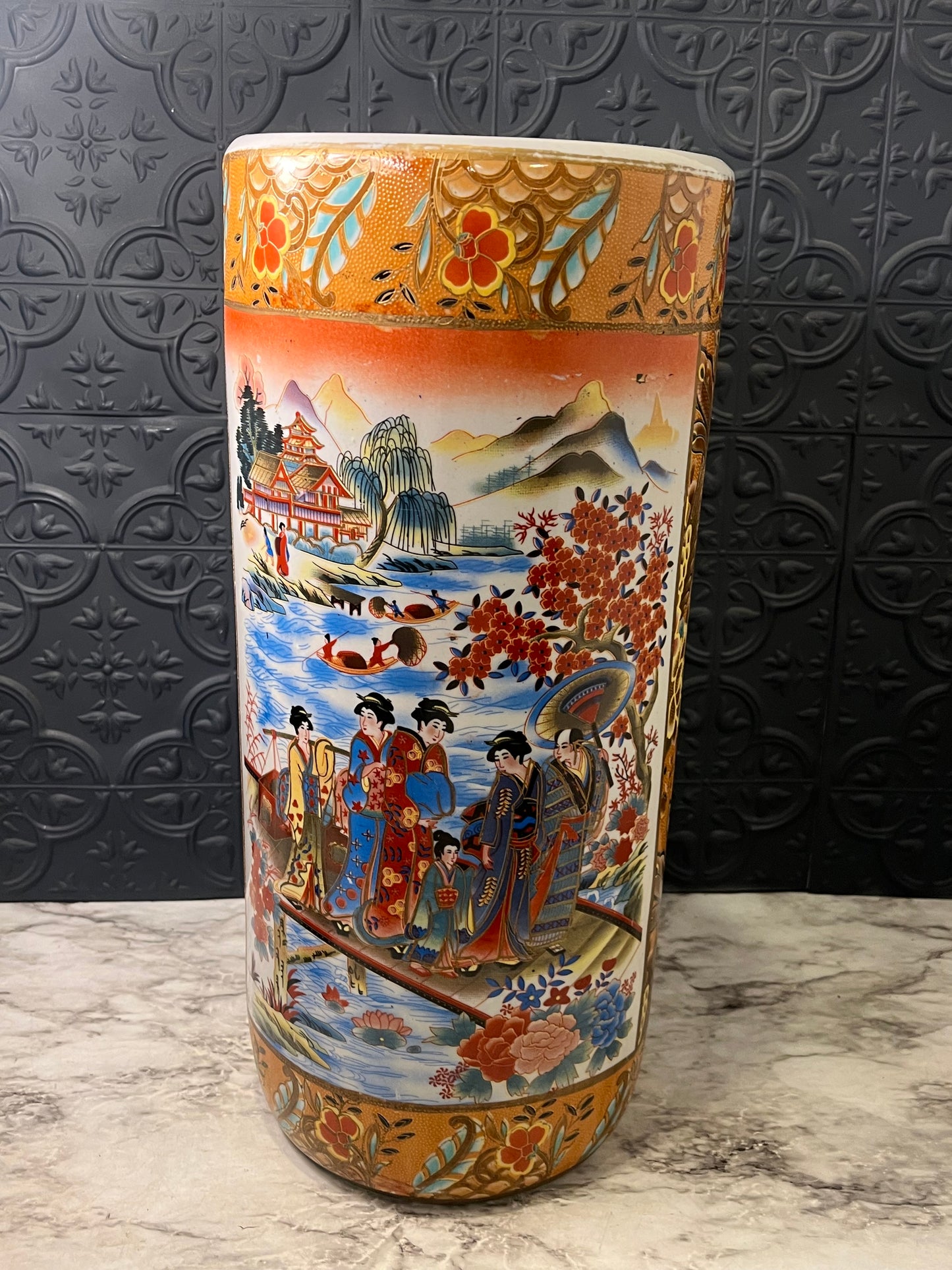 Hand Painted Asian Umbrella Holder