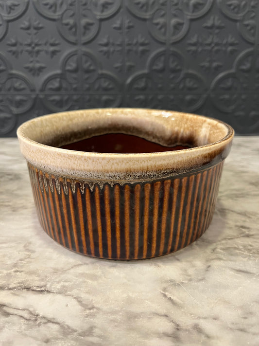 Stoneware Brown  Casserole Dish Drip Rim