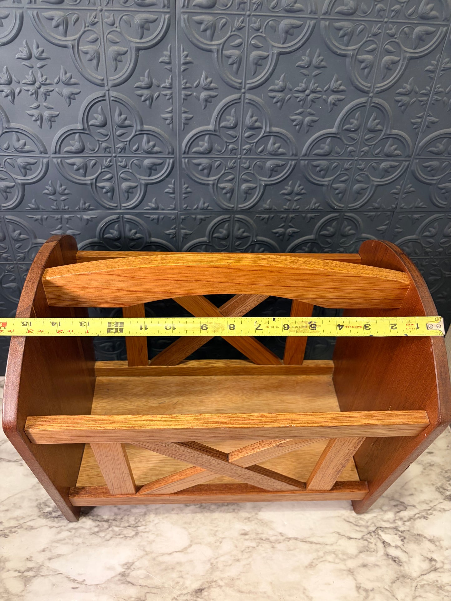 Wood Magazine Rack with X Design