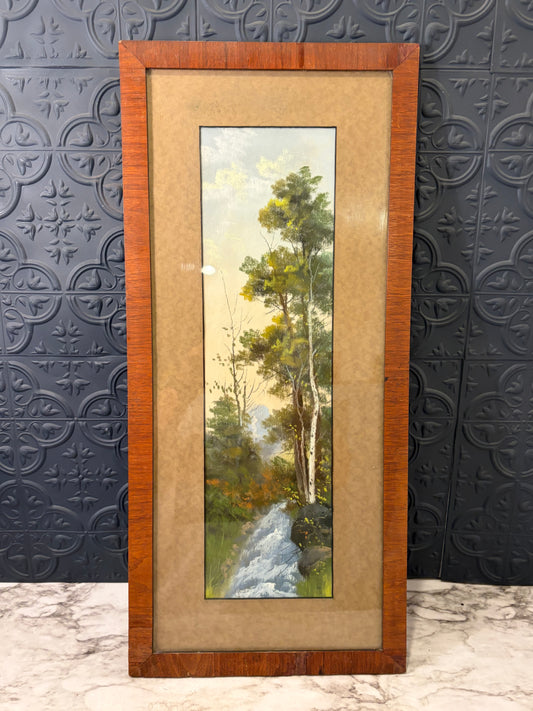 Vintage Pastel Landscape Drawing with Aspen