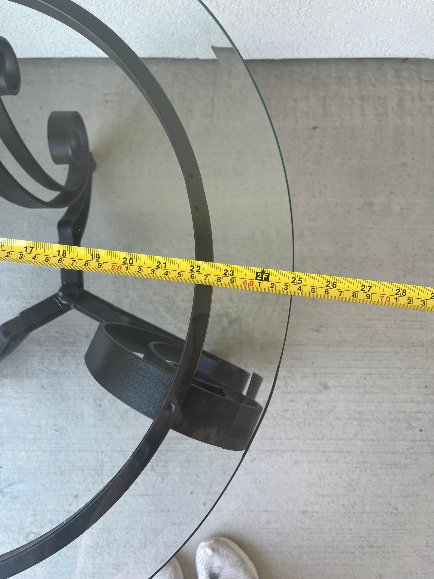 Round Black Metal Table with Glass