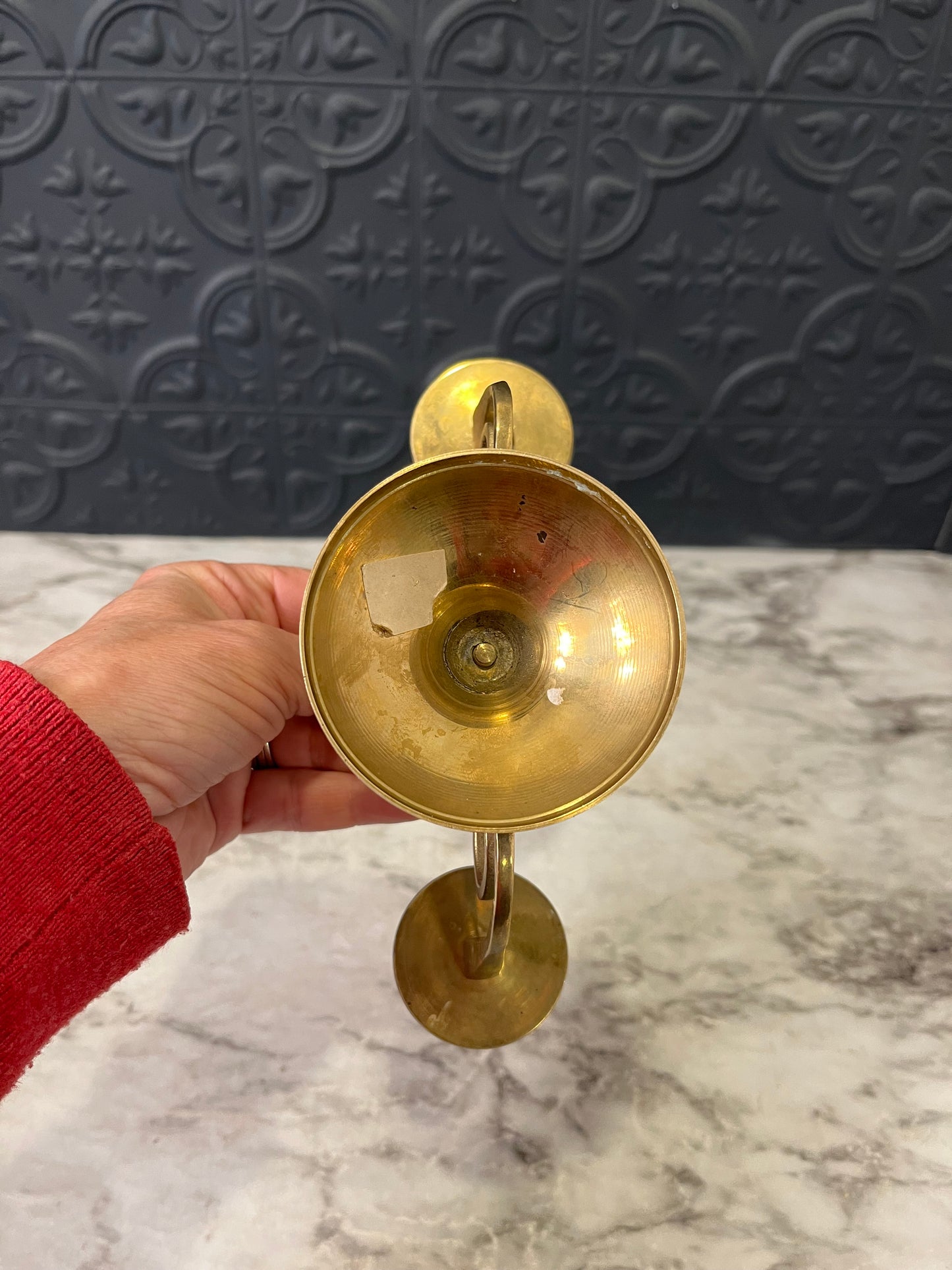 Brass Candelabra with Swirls 3 Candles