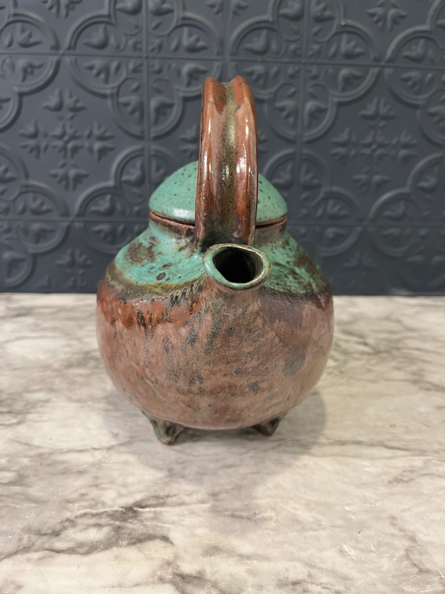 Pottery Tea Pot with Chip