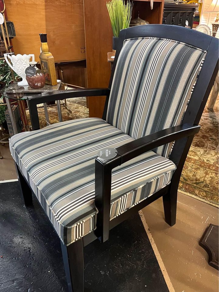 Blue and tan striped chair