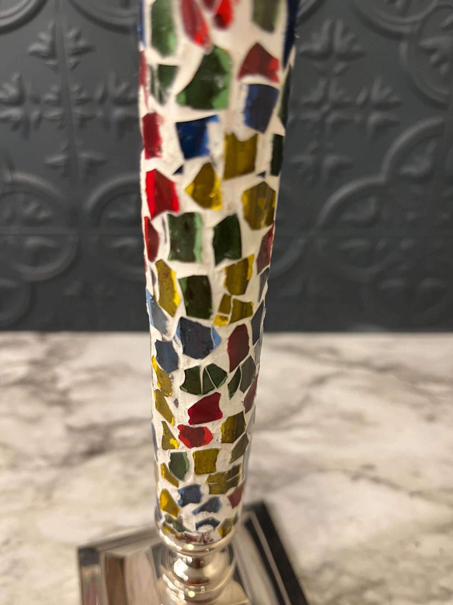 Silver Mosaic Candle Holder