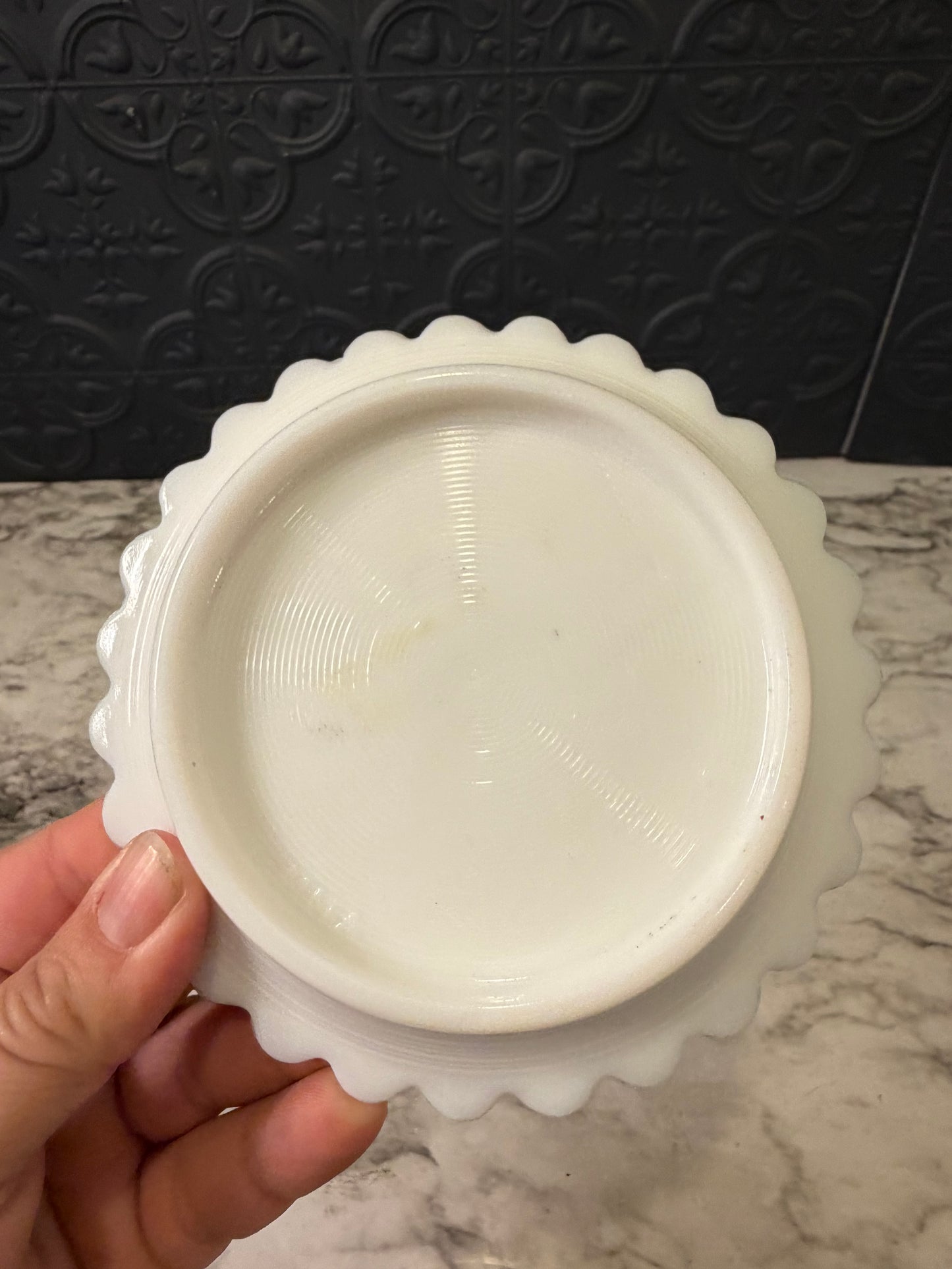 Milk Glass Round Dish Spikes